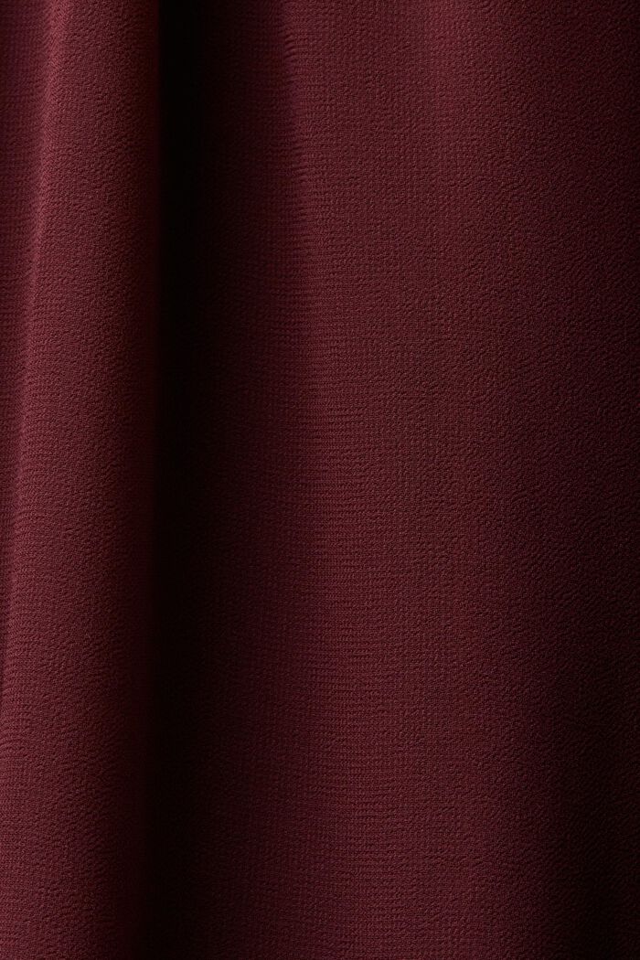 Vestido corto de gasa con escote en pico, BORDEAUX RED, detail image number 4
