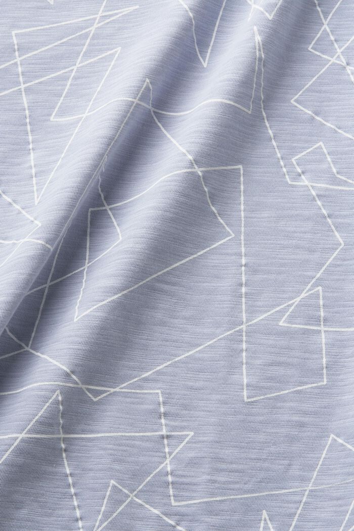 Camiseta de algodón estampada con cuello en pico, LIGHT BLUE LAVENDER, detail image number 5