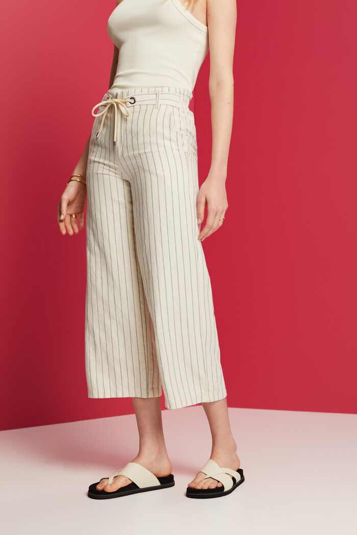 Pantalón culotte con lazada, mezcla de algodón y lino, ICE, detail image number 0