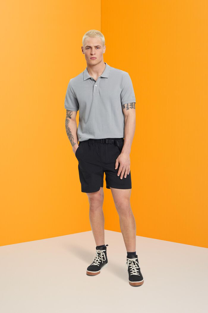 Pantalones cortos con cinturón integrado, BLACK, detail image number 5