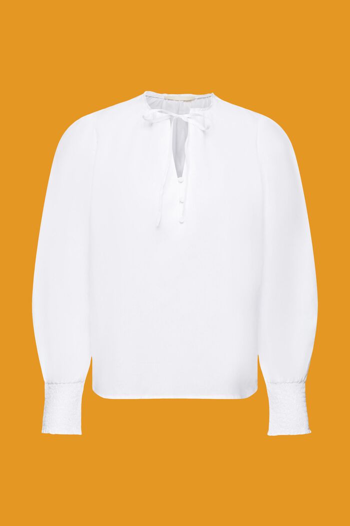 Blusa de algodón con lazada, WHITE, detail image number 5