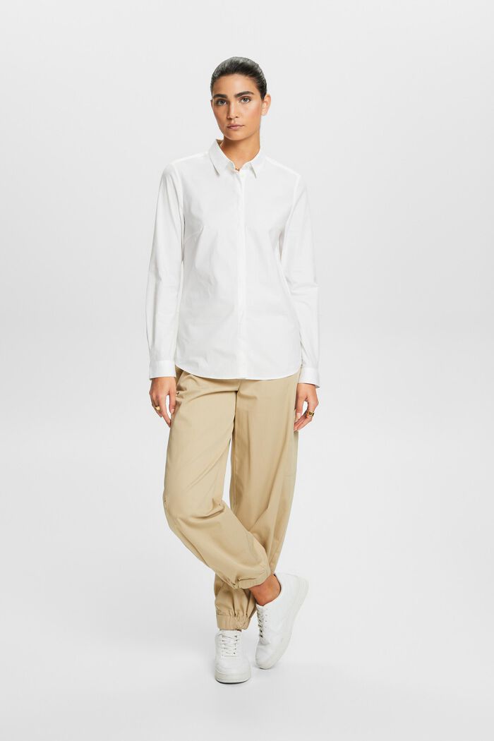 Camisa de popelina de manga larga, WHITE, detail image number 0