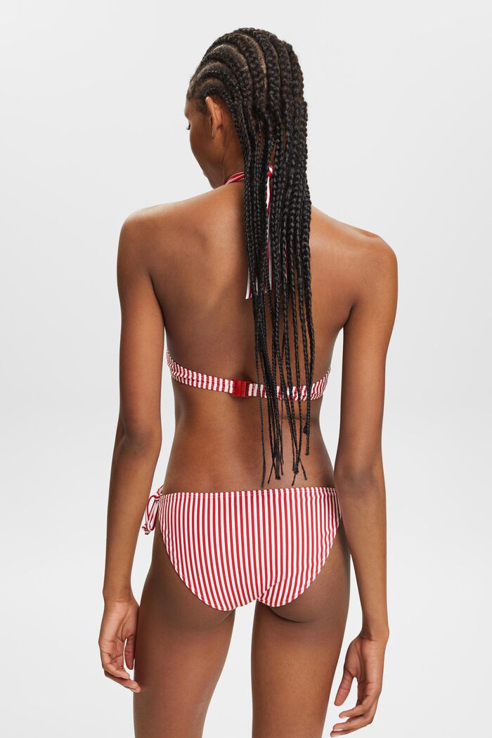 Braguita de bikini a rayas con lazada a los lados, DARK RED, detail image number 3