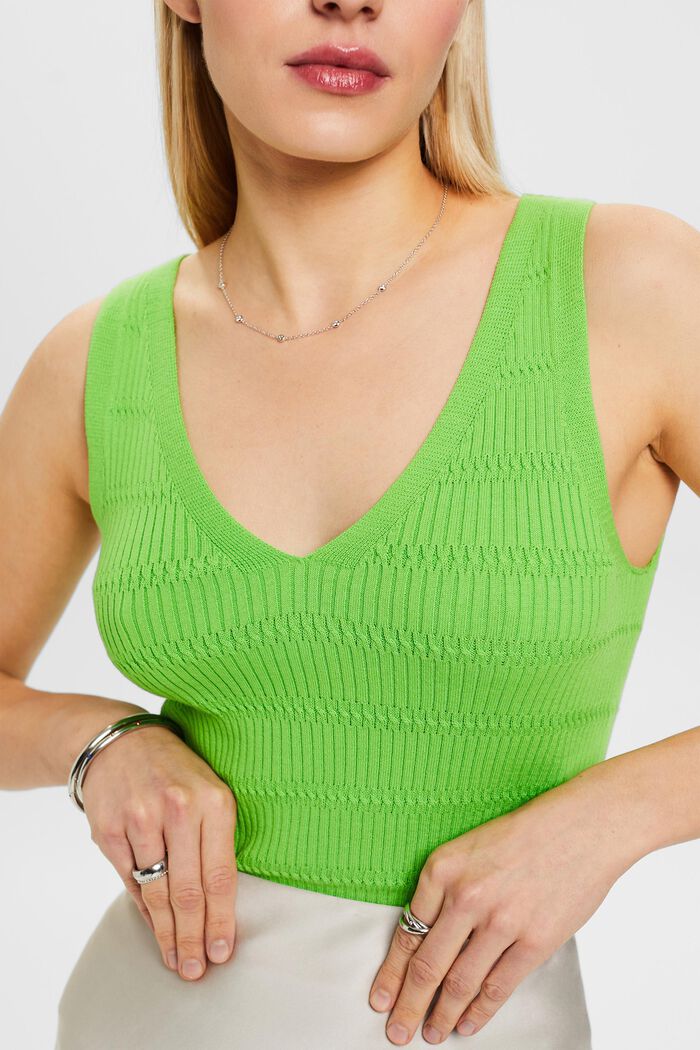 Top jersey con cuello pico, NEW CITRUS GREEN, detail image number 2