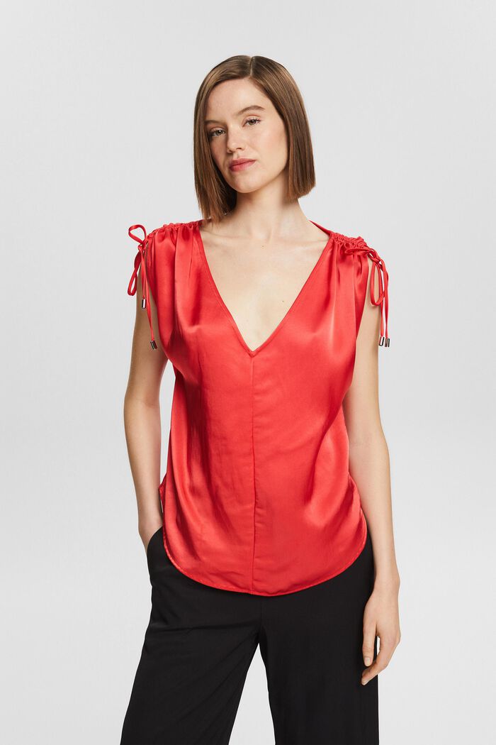 Camiseta realizada en mezcla de tejidos con LENZING™ ECOVERO™, RED, detail image number 0
