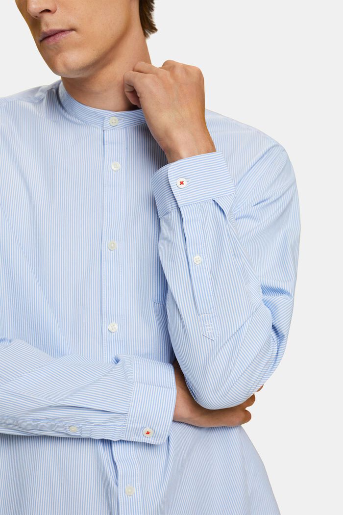 Camiseta de algodón a rayas con cuello mao, GREY BLUE, detail image number 2