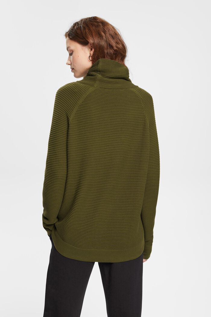 Jersey con cuello alto, 100% algodón, KHAKI GREEN, detail image number 4