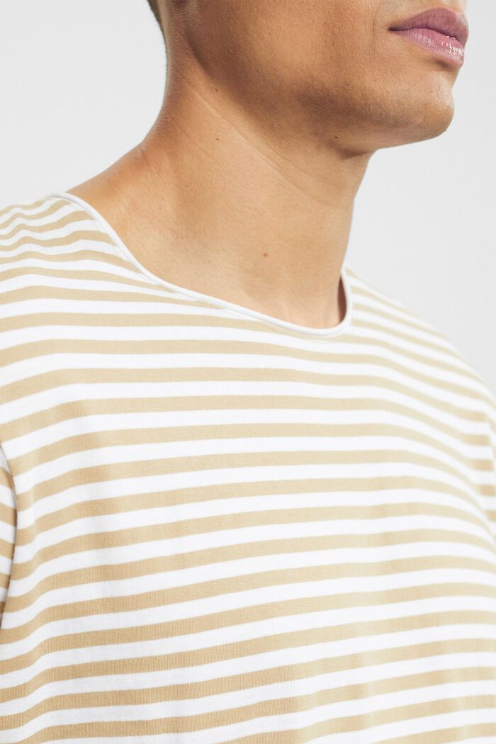 Camiseta de punto con estampado de rayas, BEIGE, detail image number 0