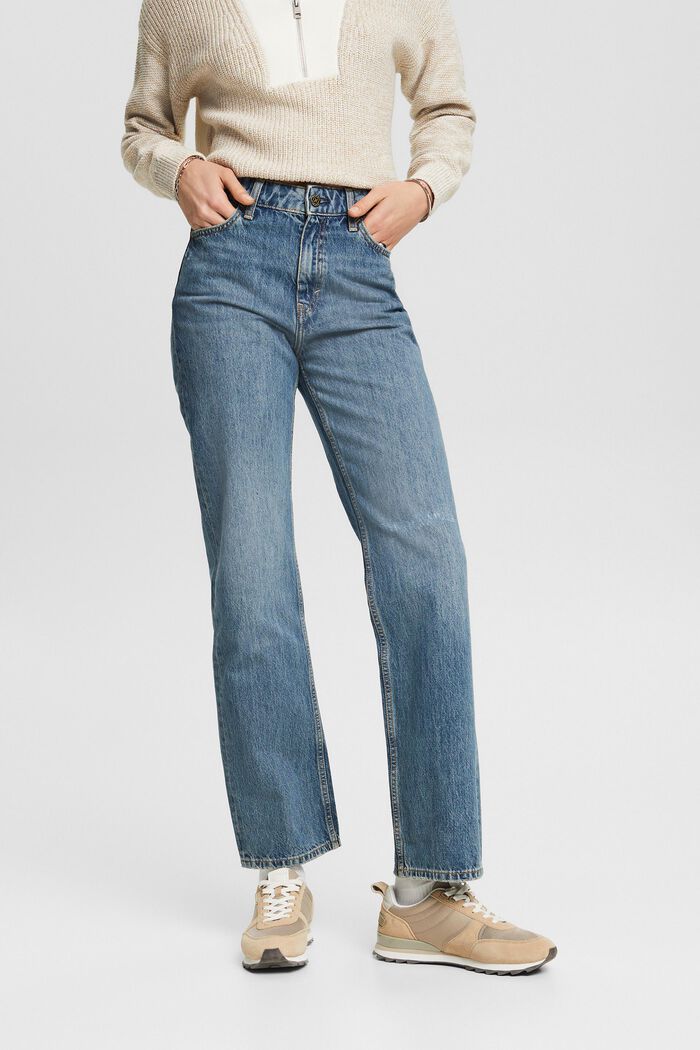 Jeans high-rise straight fit de estilo retro, BLUE MEDIUM WASHED, detail image number 0