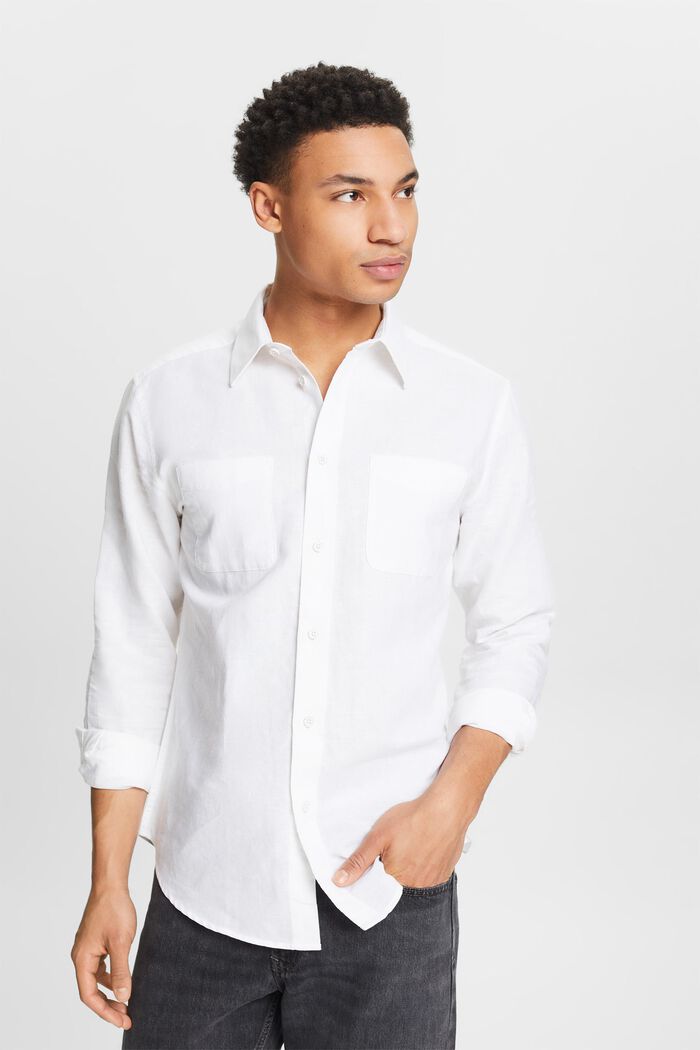 Camisa de manga larga, WHITE, detail image number 4