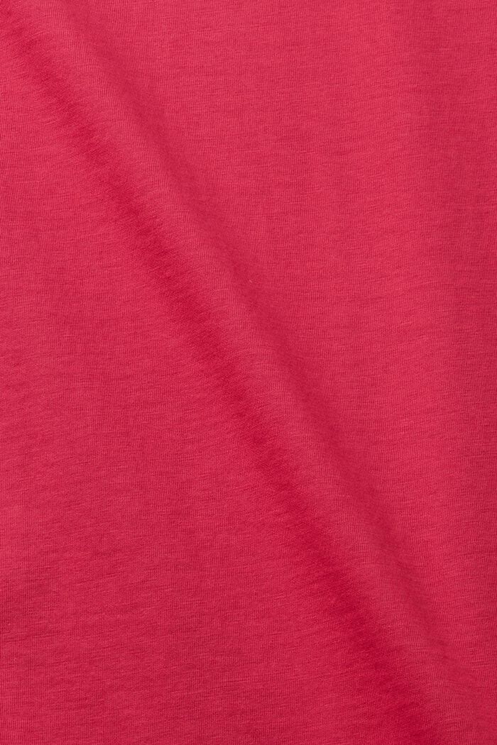 Camiseta entallada de algodón con cuello en pico, DARK PINK, detail image number 4
