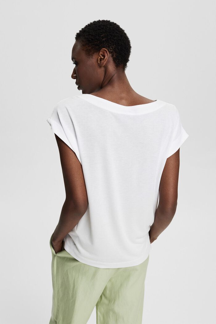 Camiseta en mezcla de tejidos, LENZING™ ECOVERO™, WHITE, detail image number 3