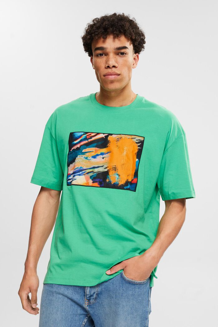 Camiseta de jersey con bordado grande, GREEN, detail image number 0