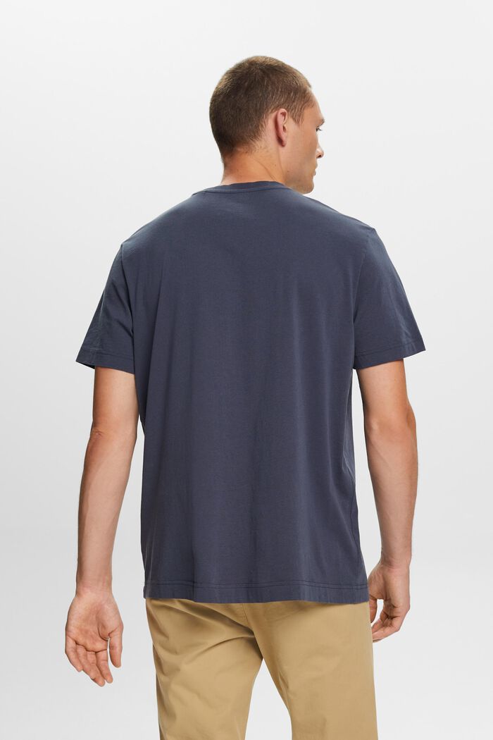 Camiseta de tejido jersey con cuello redondo, 100 % algodón, PETROL BLUE, detail image number 3