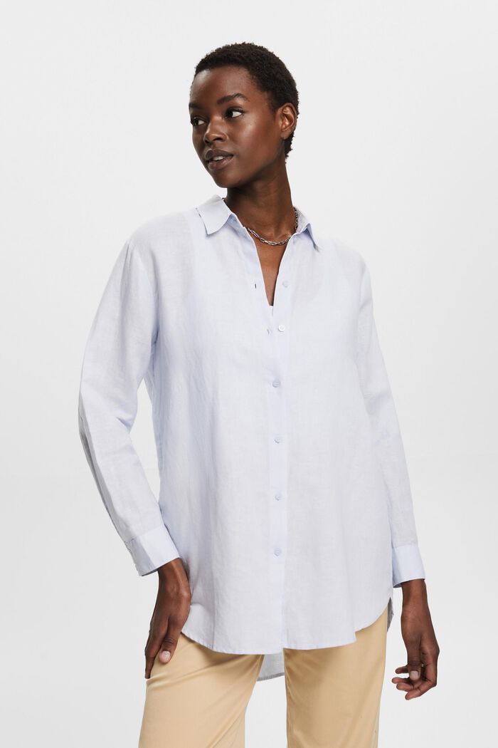 Camisa de lino y algodón, LIGHT BLUE, detail image number 0