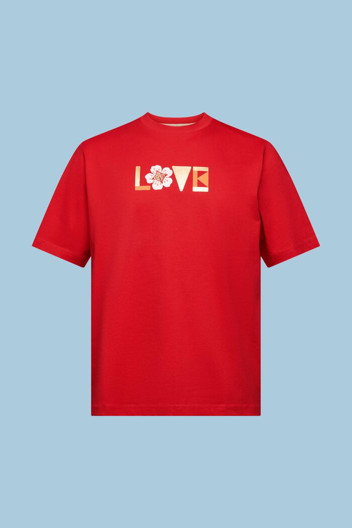 Camiseta unisex estampada de algodón Pima, DARK RED, detail image number 6