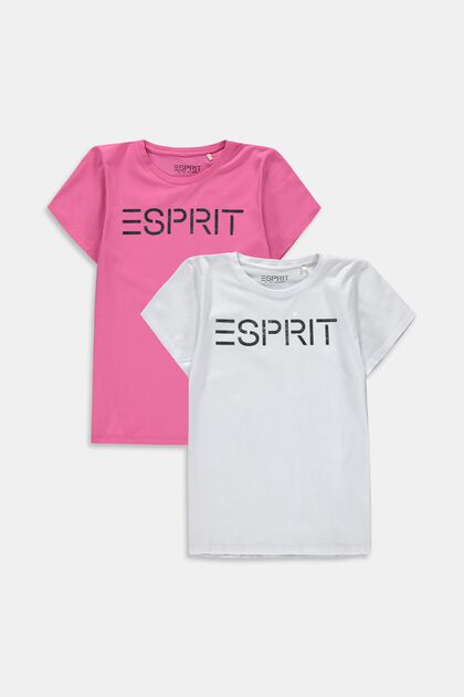 Pack de 2 camisetas con estampado metalizado del logotipo, PINK, overview
