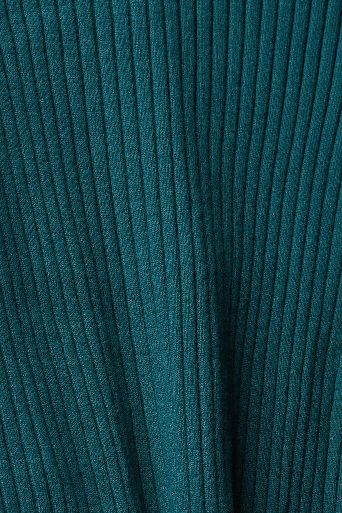 Jersey de punto de canalé con cuello vuelto, TEAL GREEN, detail image number 4