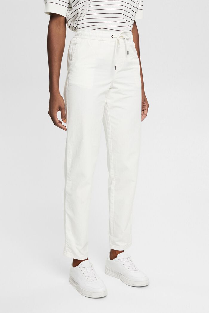 pantalones chinos con cordón en la cintura, WHITE, detail image number 0