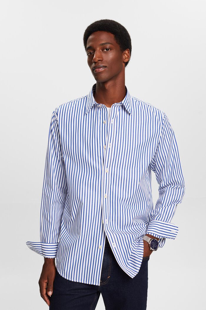 Camisa de popelina de algodón con diseño a rayas, BRIGHT BLUE, detail image number 3