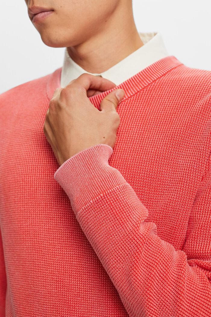 Jersey básico de cuello redondo, 100% algodón, CORAL RED, detail image number 1
