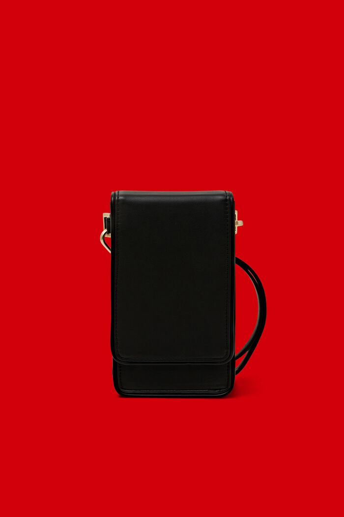 Pequeño bolso cruzado de polipiel para el móvil, BLACK, detail image number 0