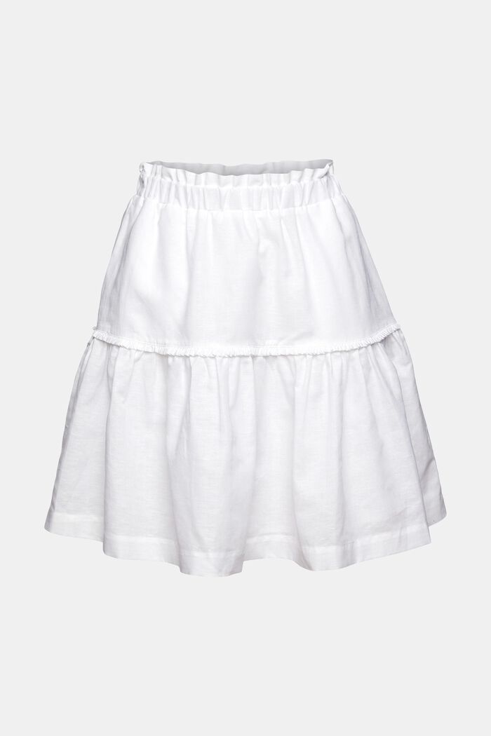Minifalda en mezcla de lino, WHITE, detail image number 7