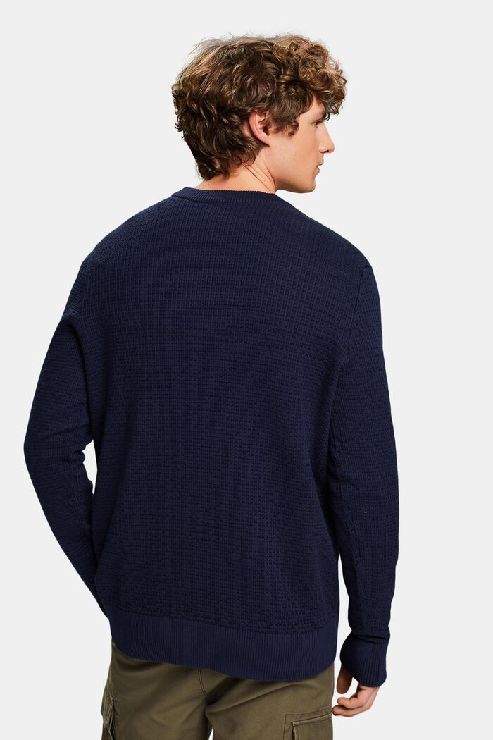 Jersey de cuello redondo con textura, NAVY BLUE, detail image number 2