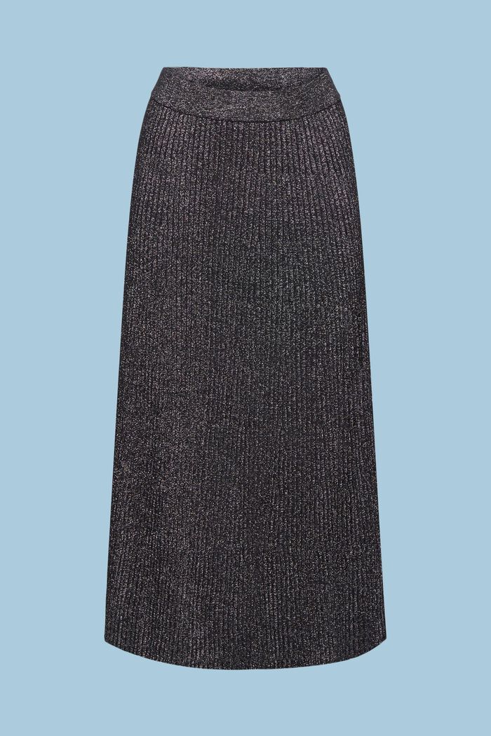 Falda midi de punto lamé, BLACK, detail image number 6