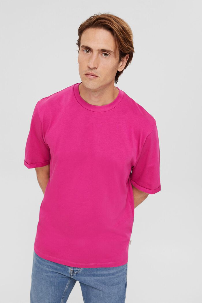 Camiseta de jersey amplia en algodón, PINK FUCHSIA, detail image number 0