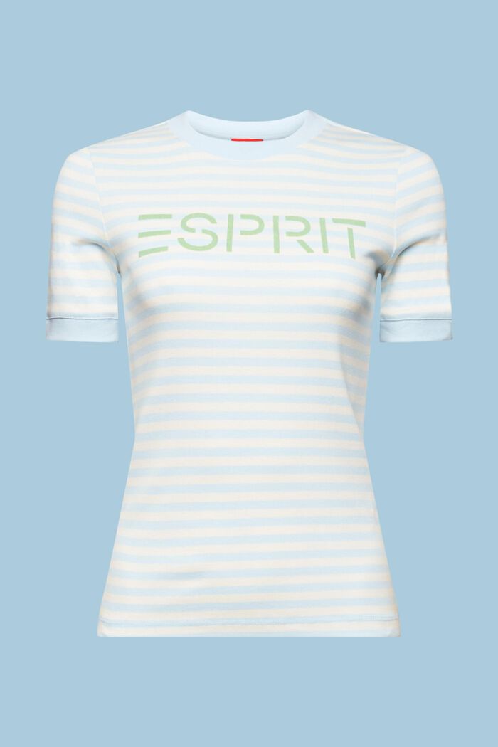 Camiseta de algodón con logotipo a rayas, OFF WHITE, detail image number 6