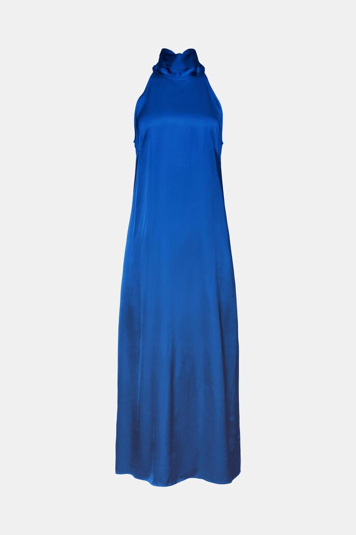 Maxi vestido de satén con cuello halter, BRIGHT BLUE, detail image number 7