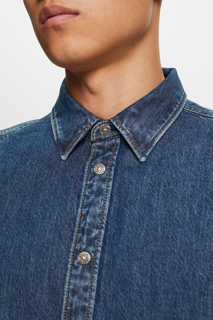 Camisa vaquera, 100% algodón, BLUE MEDIUM WASHED, detail image number 2