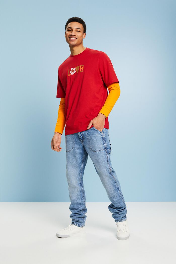 Camiseta unisex estampada de algodón Pima, DARK RED, detail image number 1