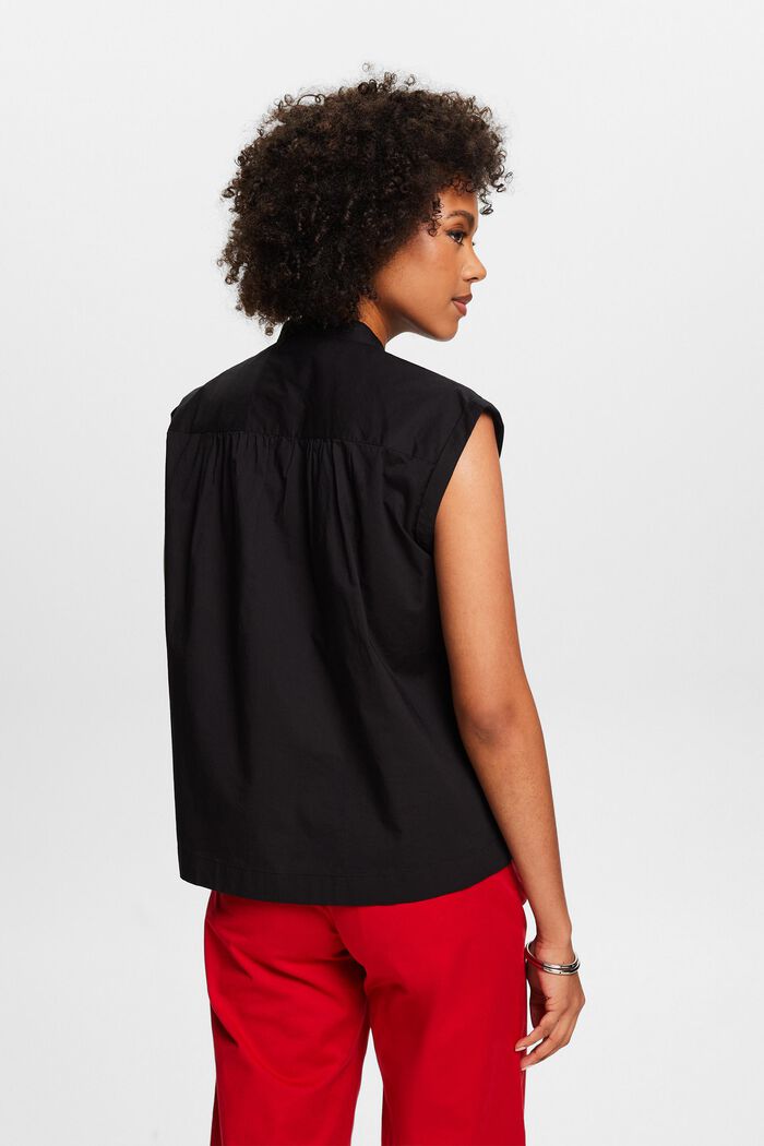 Blusa de algodón sin mangas, BLACK, detail image number 3