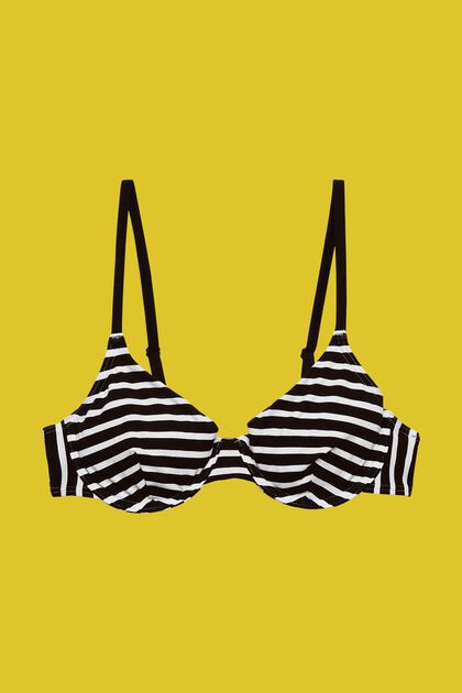 Top de bikini sin relleno y con aros, a rayas, BLACK, overview