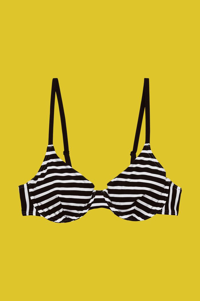 Top de bikini sin relleno y con aros, a rayas, BLACK, detail image number 4