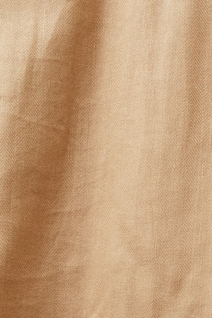 Gabardina de doble botonadura de algodón y lino, CREAM BEIGE, detail image number 6