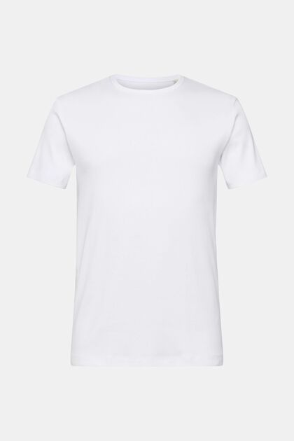 Camiseta en tejido jersey de corte ceñido, WHITE, overview