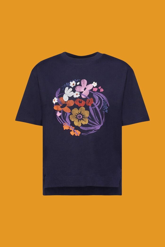 Camiseta con estampado de flores, NAVY, detail image number 6