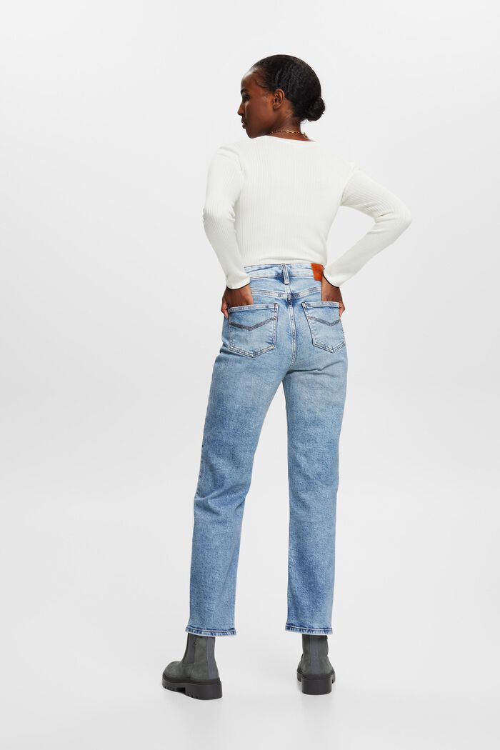 Jeans high-rise straight fit de estilo retro, BLUE LIGHT WASHED, detail image number 3