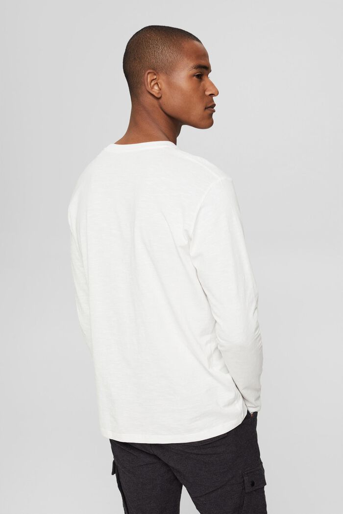 Camiseta de manga larga de punto con estampado, algodón ecológico, OFF WHITE, detail image number 3