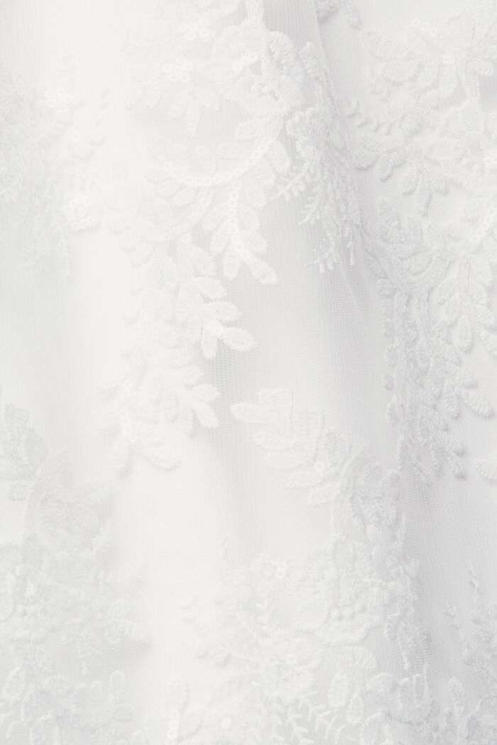 Falda midi con flores bordadas, OFF WHITE, detail image number 6
