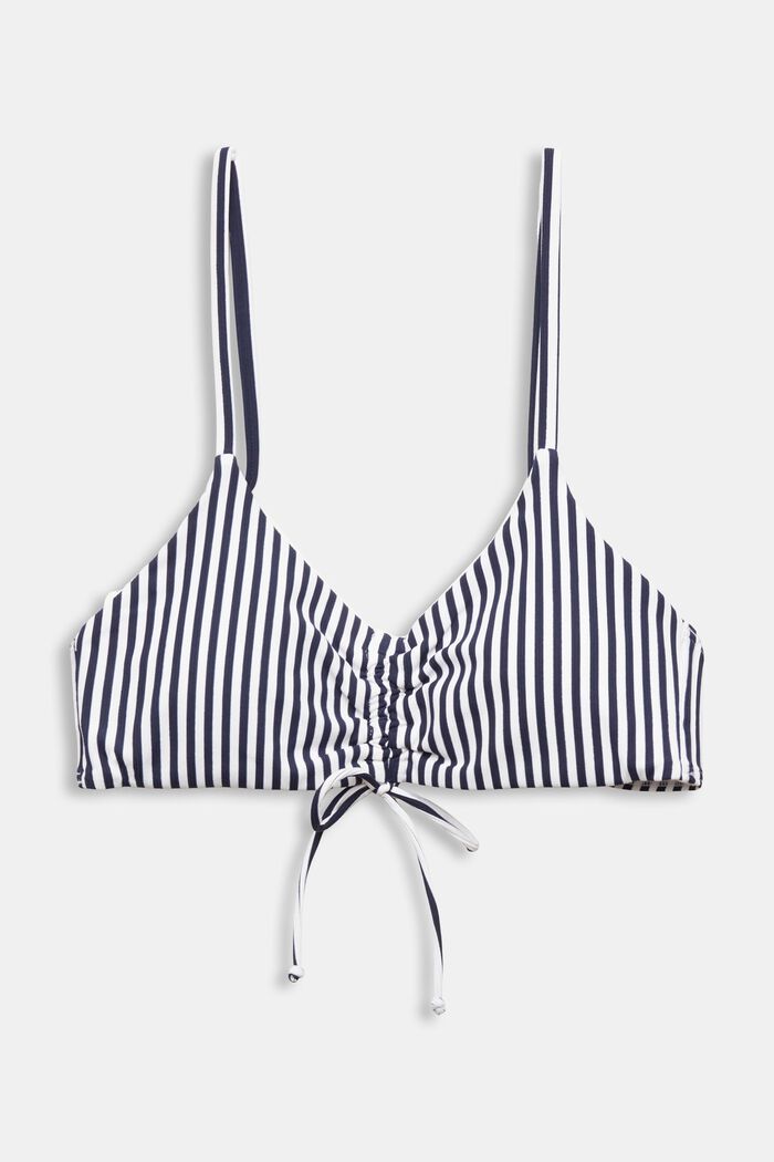 Top de bikini con relleno y diseño de rayas, NAVY, detail image number 5