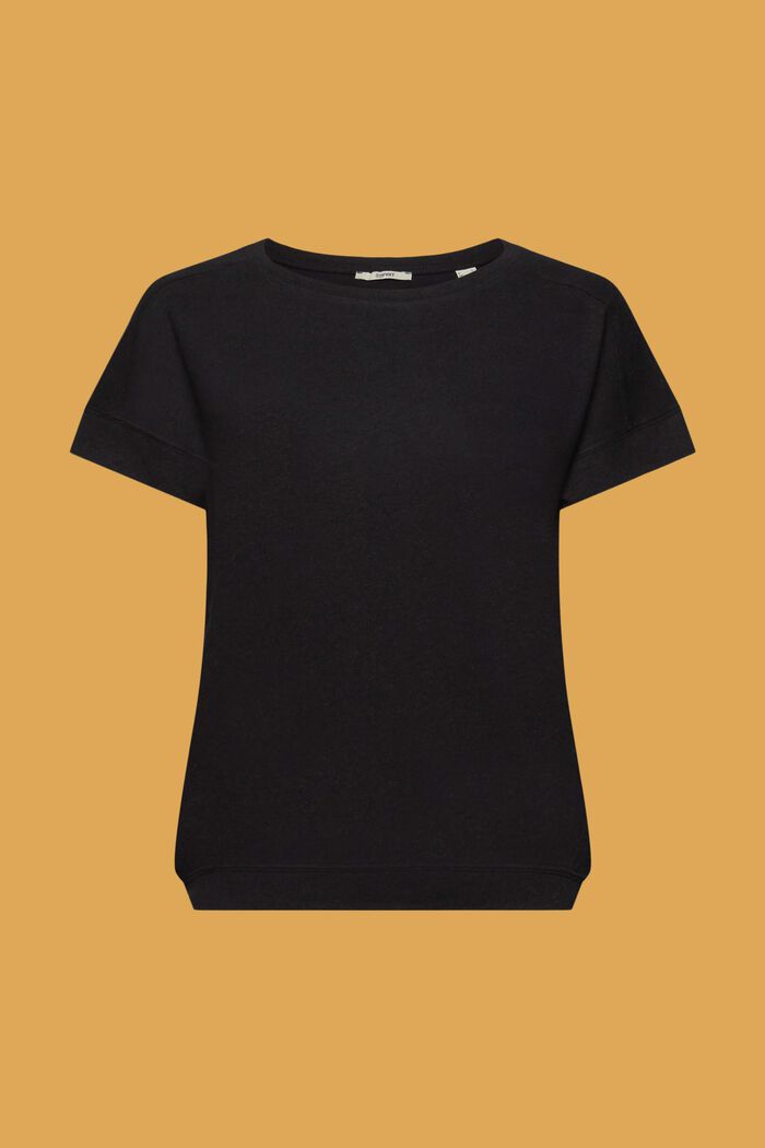 Camisa en mezcla de algodón y lino, BLACK, detail image number 6