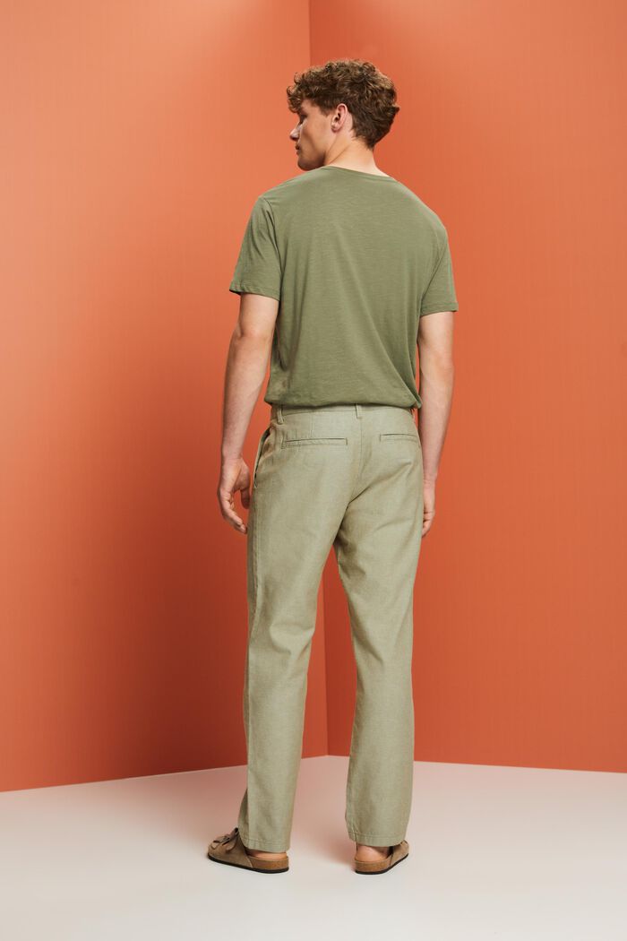 Pantalones chinos con textura, 100% algodón, OLIVE, detail image number 3