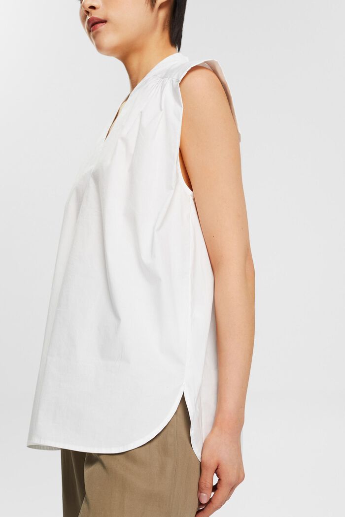 Blusa con escote en pico , WHITE, detail image number 2