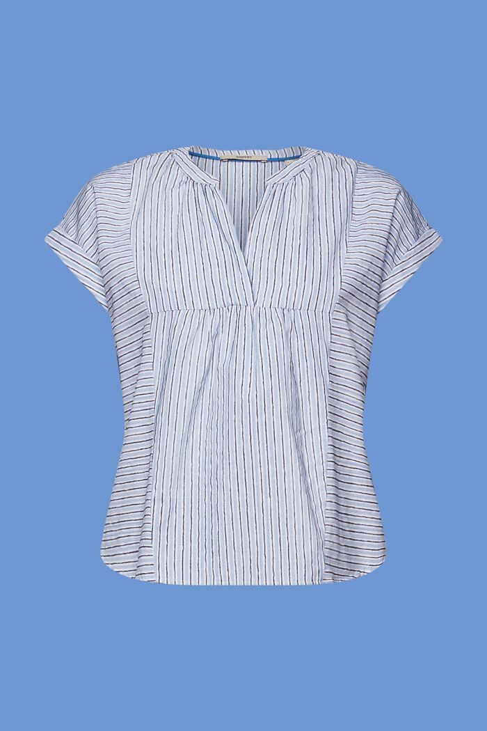 Blusa de manga corta a rayas, 100% algodón, BRIGHT BLUE, detail image number 5
