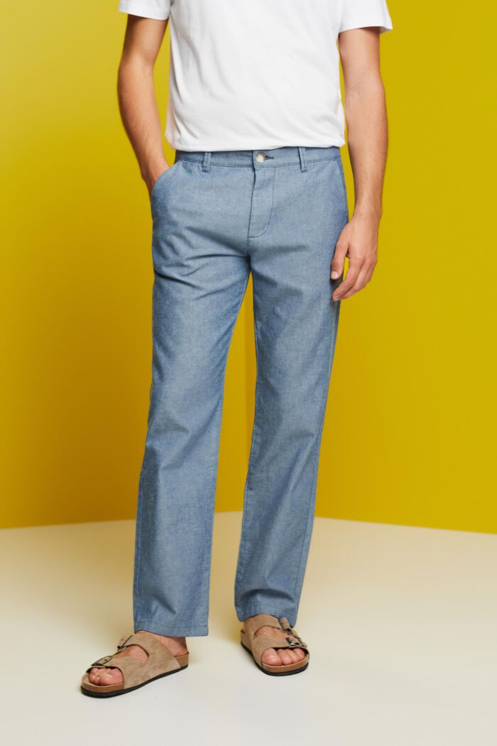 Pantalones chinos con textura, 100% algodón, BLUE, detail image number 0
