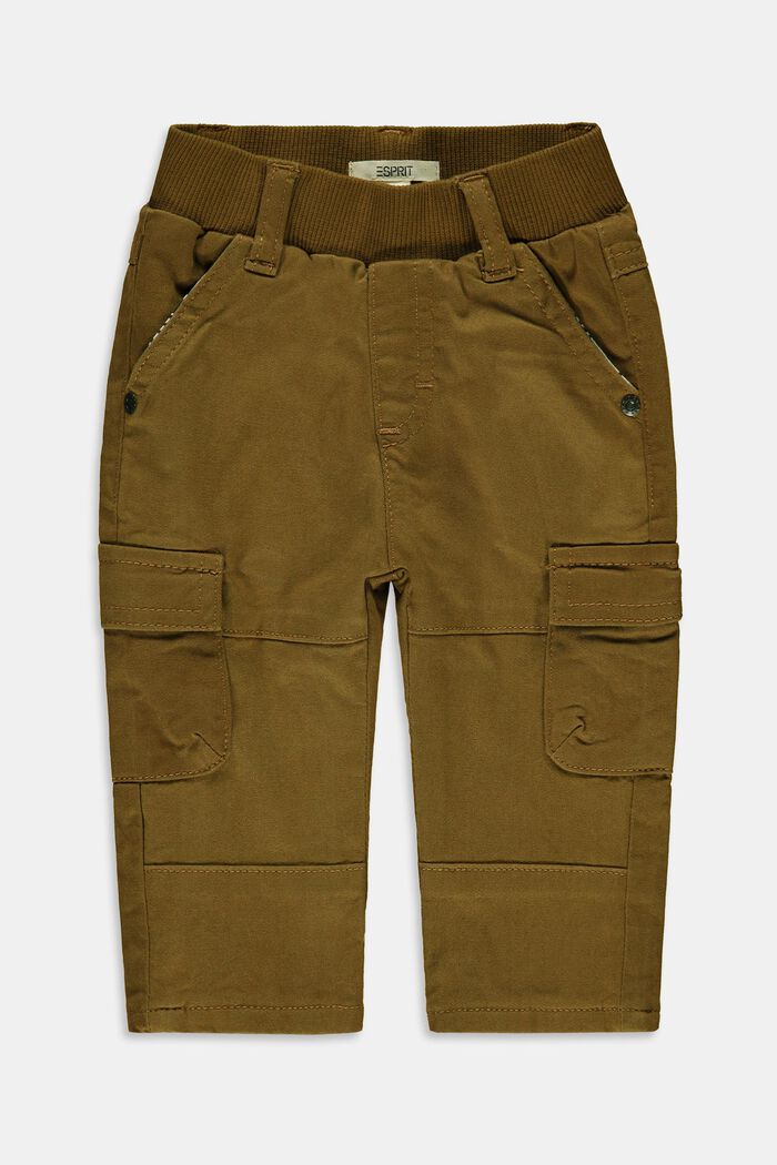 Pantalones cargo con cintura elástica, en algodón, RUST BROWN, overview
